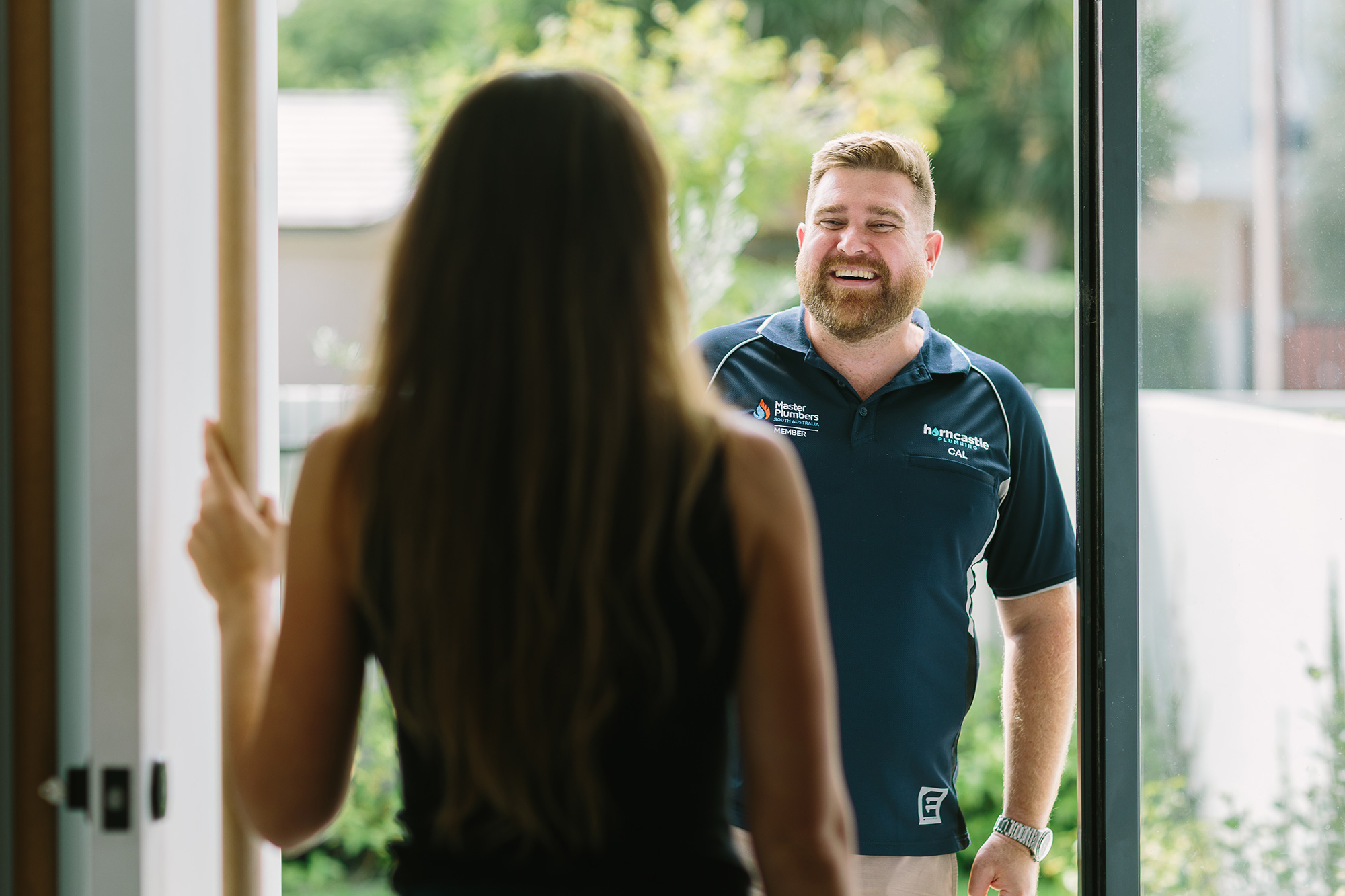 Horncastle plumber smiling and greeting a client